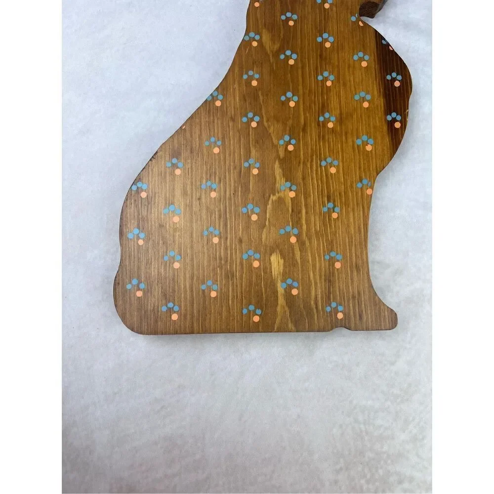 Vintage Wooden Cat Silhouette Cut Out Decor Painted